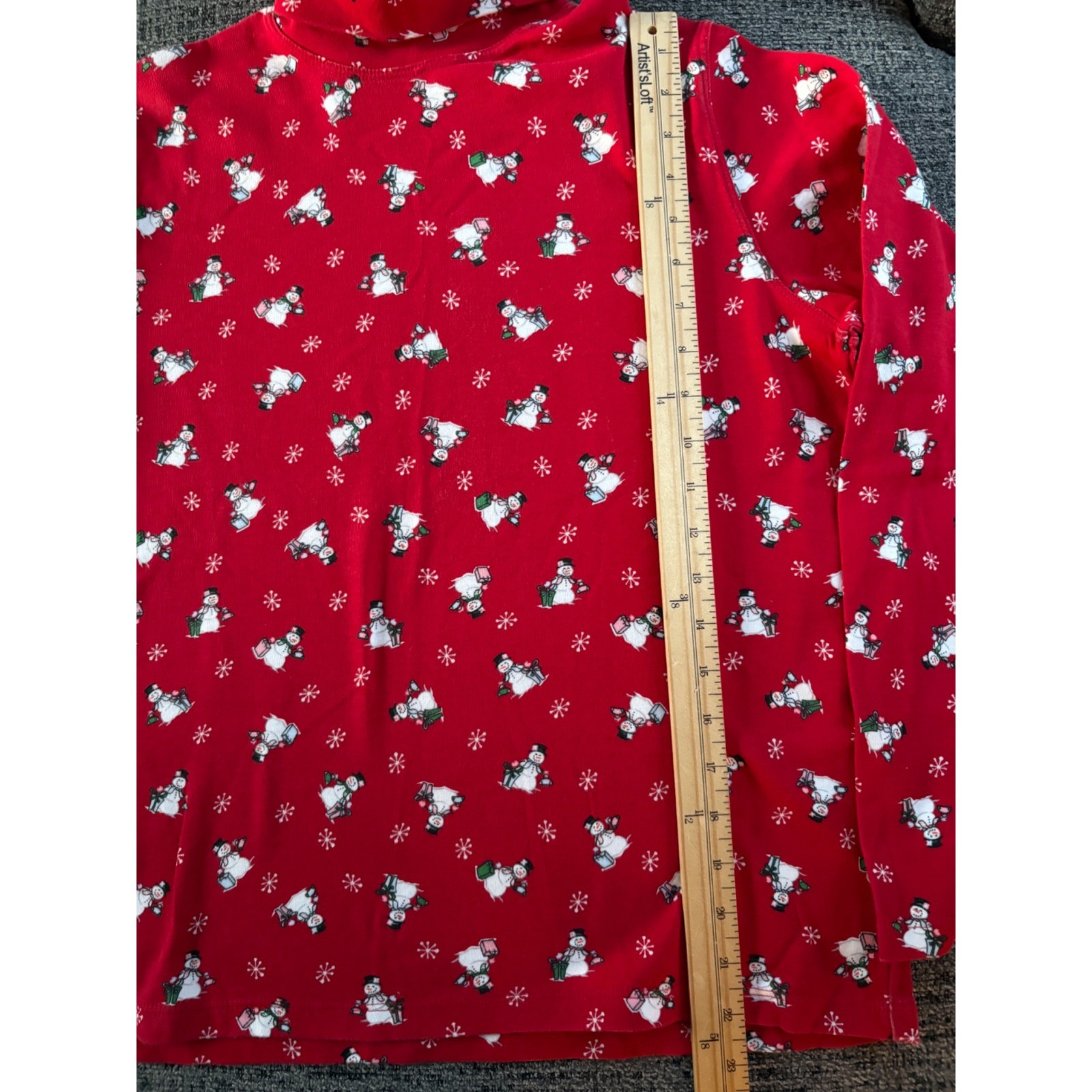 White Stag Womens Red Snowman Print Turtleneck Size L 12 14