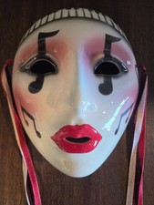 Vintage 1980s Clay Art of San Francisco Ceramic Wall Mask - "Jazz Fantasy"