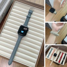 For iWatch Series 10 9 8 7 6 5 Ultra Slim Lychee Texture PU Leather Watch Band