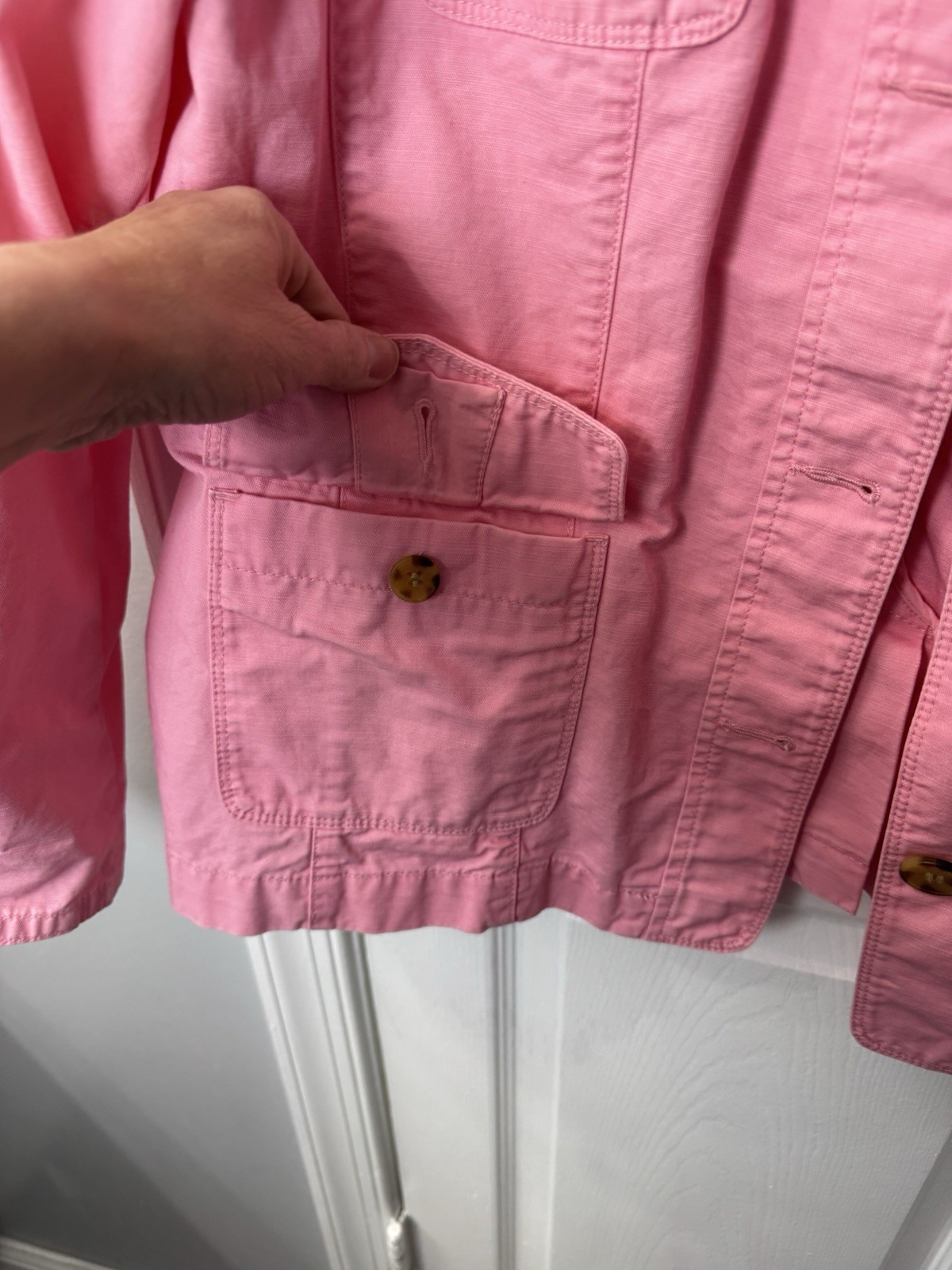 Talbots Lightweight Button Up Pink Jacket 100% Co… - image 5