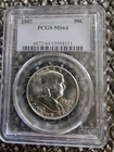 1957 ** Franklin Half Dollar ** PCGS MS64 Blue Label Holder Pictures Magnified