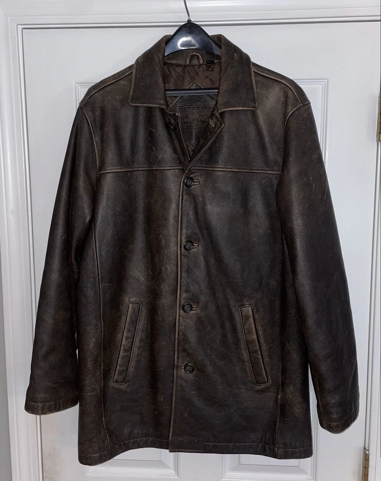 DEAN WINCHESTER SUPERNATURAL BROWN CAR COAT DISTRESSED MEDIUM ROUNDTREE & YORKE image 1