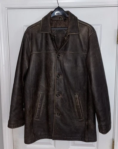 DEAN WINCHESTER SUPERNATURAL BROWN CAR COAT DISTRESSED MEDIUM ROUNDTREE & YORKE - product listing photo