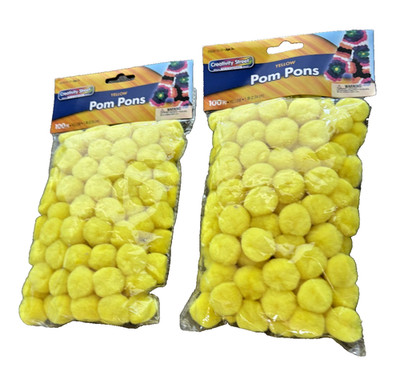 Creativity Street Pom Pons 2 Pack 2 X 100-Piece x 1 Inch Yellow NEW