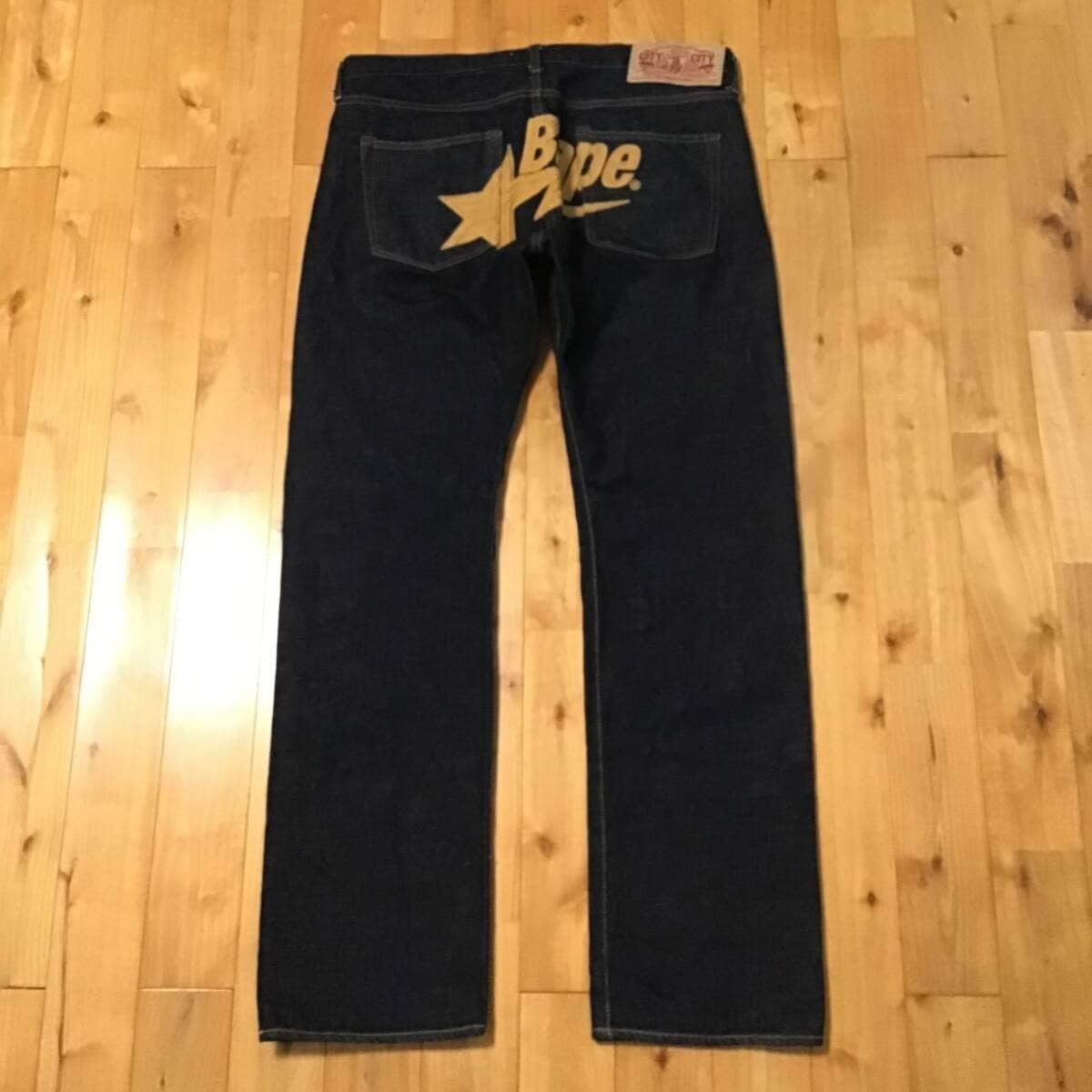 BAPE STA embroidered denim pants a bathing ape star Size L | eBay
