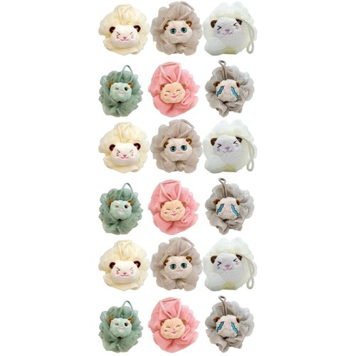 18 Pcs Cartoon Animal Bath Flowers Bath Lovely Bath Scrubbers for Kids ...