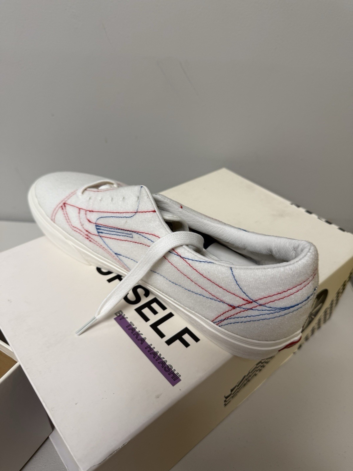 VANS x Taka Hayashi TH DIY Lo VN LZ White Red Blue US size 13 sneakers shoes DS thumbnail 3