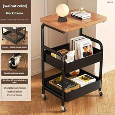 NEW 3-Tier Rolling Cart With Tabletop, Metal Tool And Snack Rack With Storage
