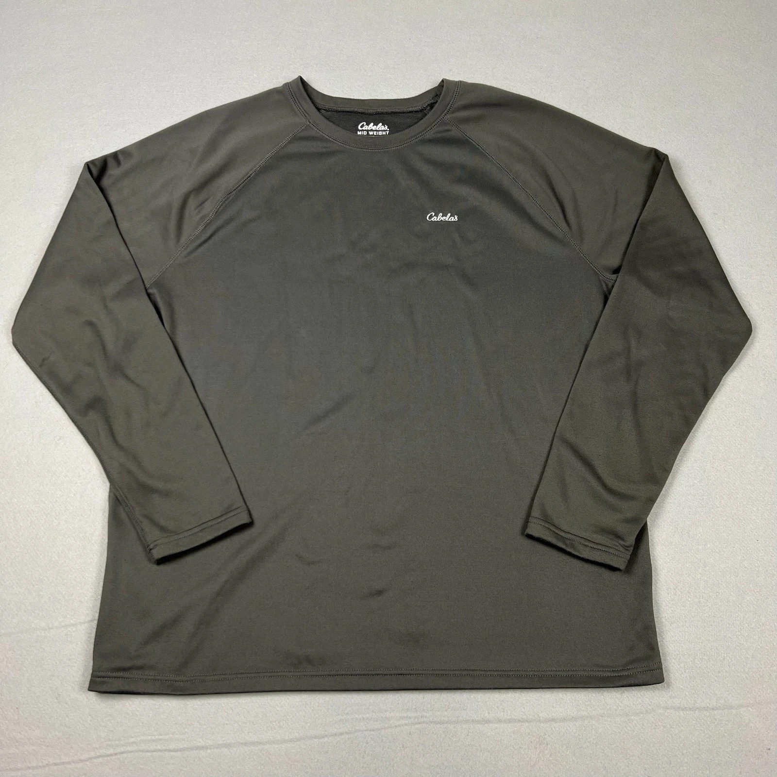 Cabela's Men's XL Mid Weight Gray Embroidered Logo Long Sleeve Base Layer Top