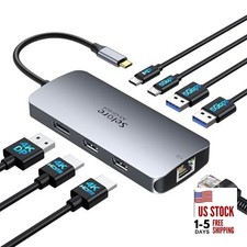 USB C Docking Station Dual Monitor, Selore Docking Station 3 Monitors 8 IN 1