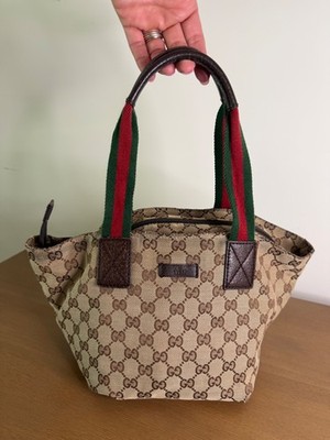 Vintage Gucci GG Monogram Canvas Satchel Handbag