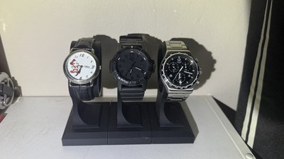 Triple Pocket Watch Stand Holder Rack Display Black 3D Printed