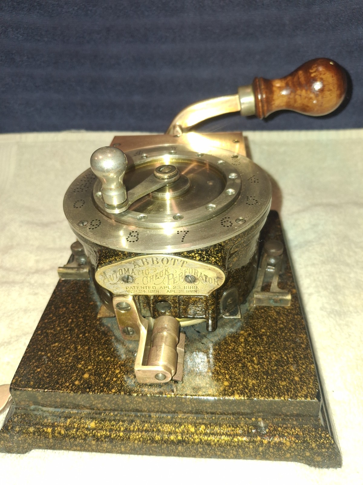 RARE 1891 Abbot Check Protector Perforator Chigago Illinois Antique.