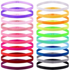 20 Pieces Non-Slip Elastic Headbands Workout Headband Colorful Sweatband Fash...