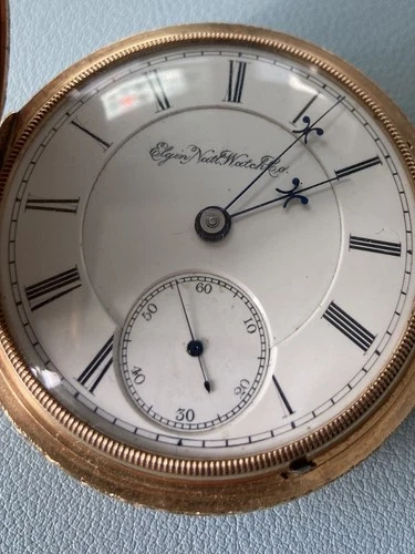 Antique Elgin P.S. Raymond Pocket Watch-Solid 14K Gold Keystone Case, 1880s 130g