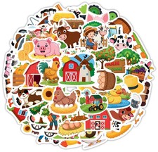 100 Pcs Farm Animal Stickers for Kids, Cute Animals Water Bottle Colorful
