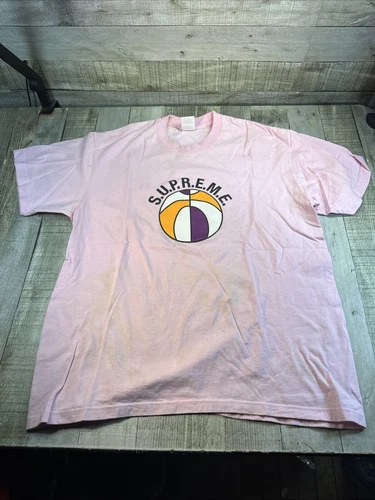 T shirt rose Supreme League taille M taché regardez toutes les photos