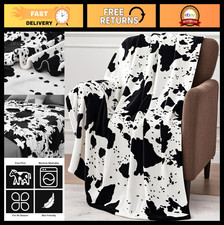 Ultra Soft Cow Print Throw Blanket 60"x80" - Cozy Couch Bed Travel Decor, All Se