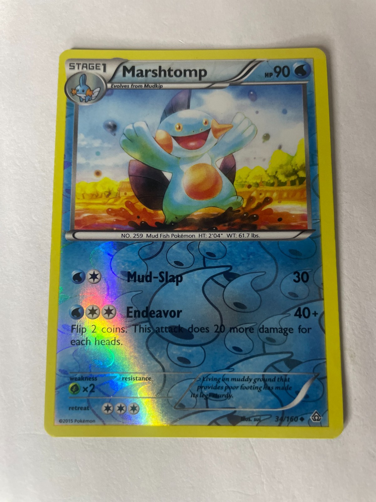 Marshtomp 34/160 XY - Primal Clash Reverse Holo NM FREE SHIPPING