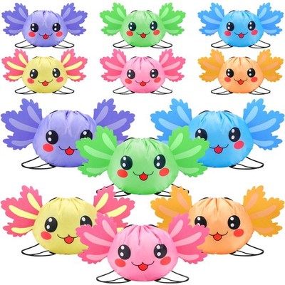 12 Pcs Axolotl Drawstring Gift Bags Bulk Axolotl Drawstring Gift Backpacks 15...