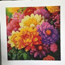 Completed Diamond Art Floral Arrangement With Very Vibrant Colors
