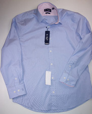 PENGUIN Blue Micro Stripe Long Sleeve Slim Fit Dress Shirt NEW 15-1/2 32/33