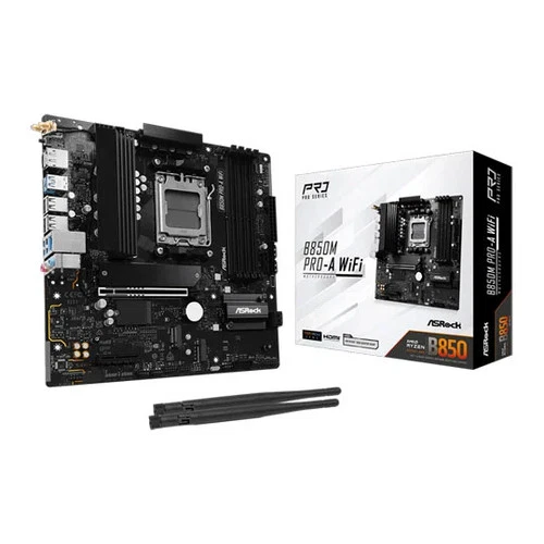 ASRock B850M Pro-A WiFi, AMD B850, AM5, DDR5, PCIe 5.0, 3x M.2, 2.5G LAN, WiFi 6