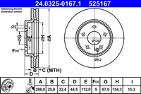 2X ATE Bremsscheibe 24.0325-0167.1 FüR MERCEDES-BENZ