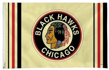Chicago Blackhawks Premium 3x5 Feet Flag Banner, Retro Logo, Metal Grommets,...