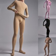 Skin Color Velvet Mens Long Sleeve Bodysuit Leotard Solid Color Jumpsuit