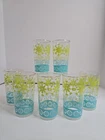 Anchor Hocking 11 oz Snowflake Drinkware Glass Vintage Green Blue Set Of 7