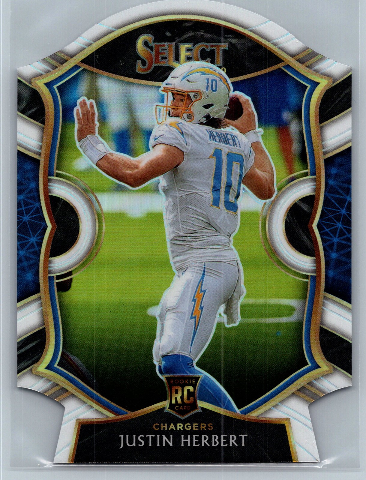 Justin Herbert 2020 Panini Select White Prizm Die Cut #44 Rookie Chargers