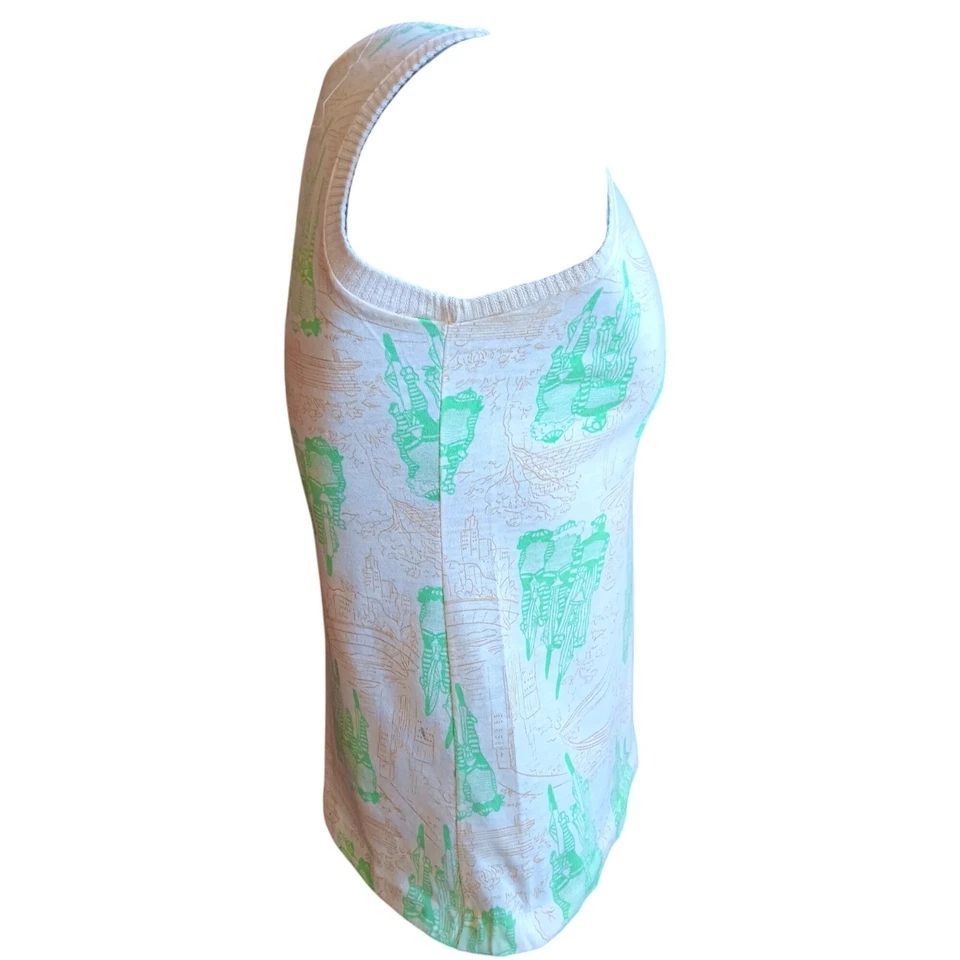 Small Vintage T-shirt Tank Top Sleeveless Green Bicycle Print Single Stitch - Image 4 of 4