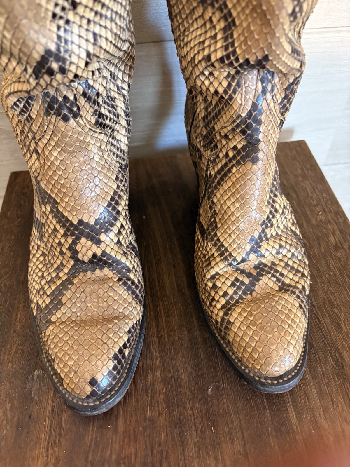 LARRY MAHAN Vintage Full Python Leather Boots 8N … - image 2