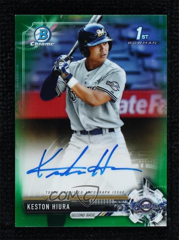 2017 Bowman Draft Chrome Pick Green Refractor 8/99 Keston Hiura #CDA-KH Auto 1c9