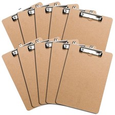 Letter Size Clipboards with Low Profile Clip Set of 10 - Wood Clipboards Bulk...