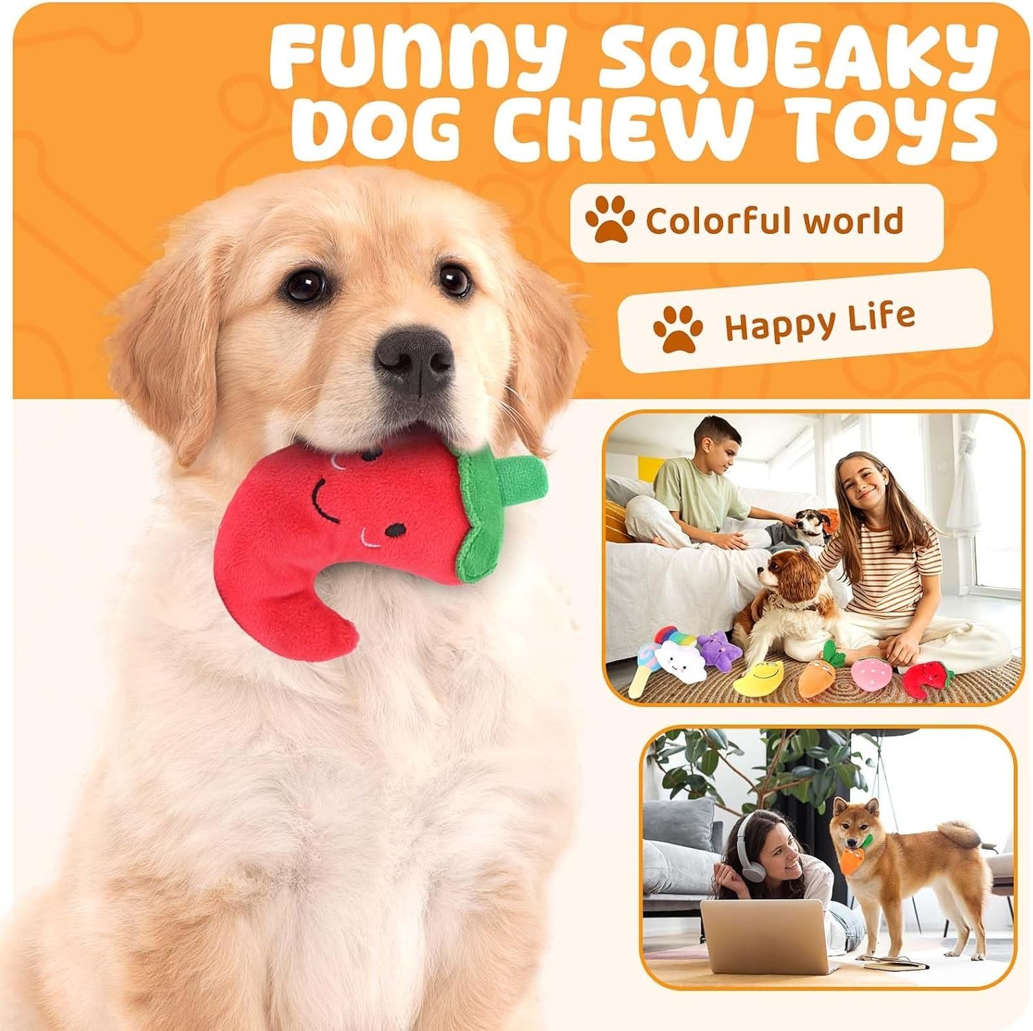 8 Pack Dog Squeaky Plush Toys for Small Medium Dogs Interactive Chew Toys