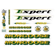 Mongoose - 1995 Expert Pro - Yellow Green Decal set - old school bmx