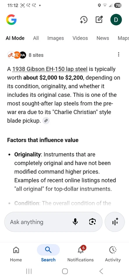 Vintage Gibson Lap Steel Serial Number DGE 5484 with case - Image 3 of 4