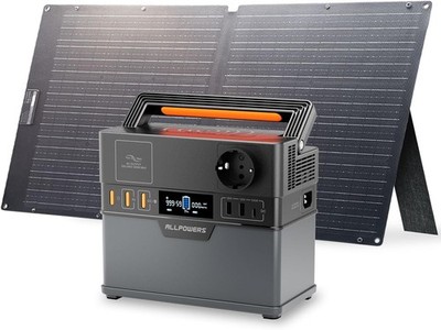 ALLPOWERS S300 Tragbarer Powerstation mit 1x 100W Solarpanel für Garten Party