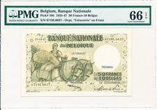 Banque Nationale Belgique Belgium 50 Francs-10 Belgas 1947  PMG  66EPQ