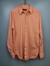 Vintage Thierry Mugler Snap Cotton Pink-Peach Mens Shirt Size P-P 22 in