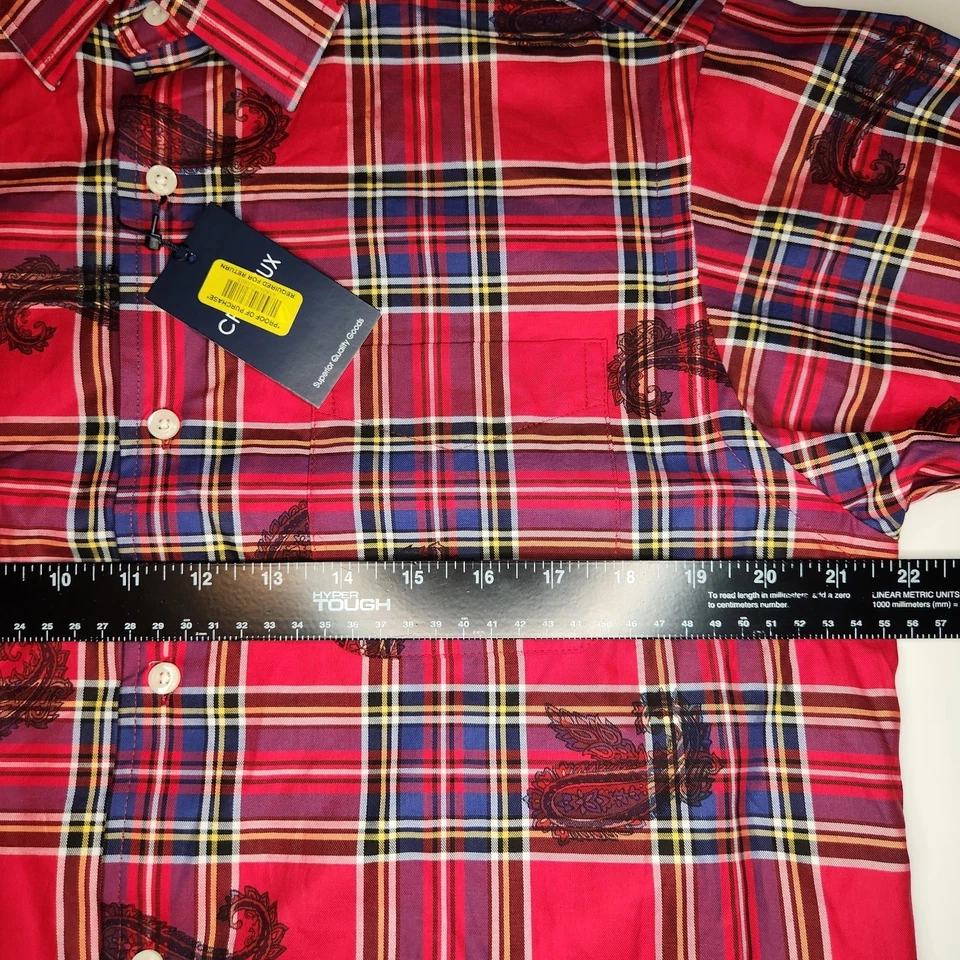 NUEVA Camisa Cremieux Classics Cachemira a Cuadros Para Hombres Mediana Roja Manga Larga Con Botones Foto 4 de 4