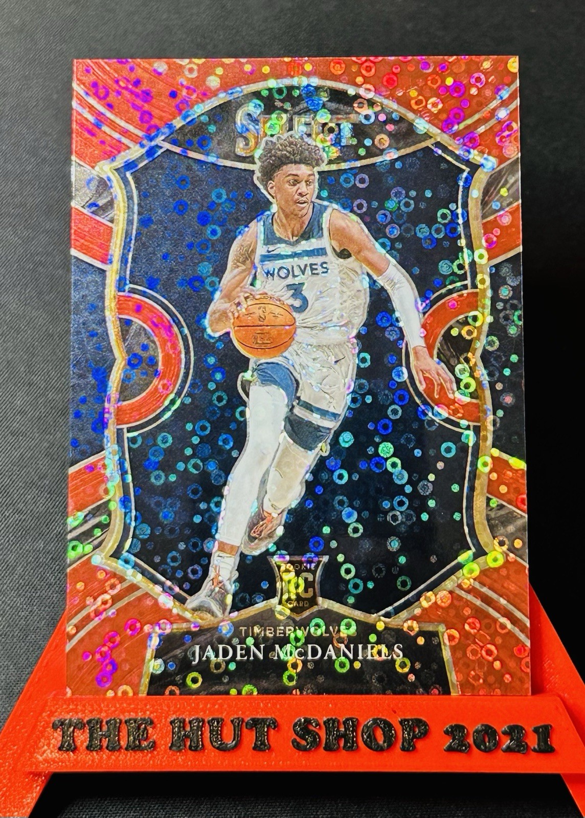 Jaden McDaniels 2020-21 Panini Select Concourse Red Disco Prizm Rookie /49 #88