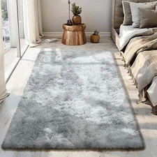 Fluffy Rug Shaggy Area Rug, Gradual Gray 3x5 Area Rugs for Bedroom, Super Soft 