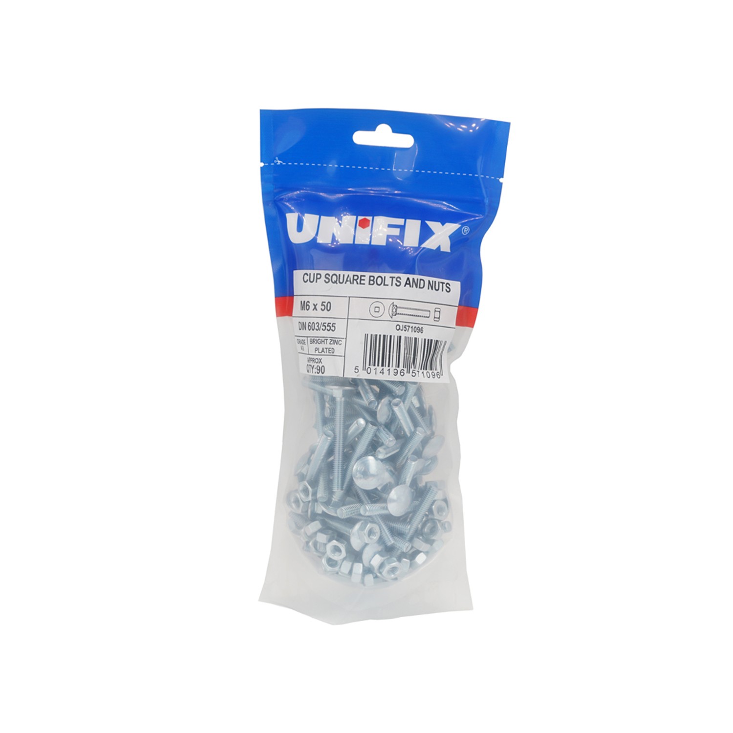 Unifix Grade 4.8 Cup Square Hex Bolts & Nuts M10 x 100 -
