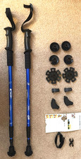 2 Adj. BAFX Products Hiking Poles  Anti Shock Blue Duralumin 3STEP w/6 tips-New