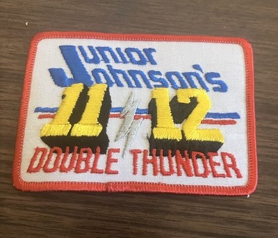 Junior Johnson s Double Thunder  #11 #12 Iron On Patch Rare 80s  NASCAR Racing