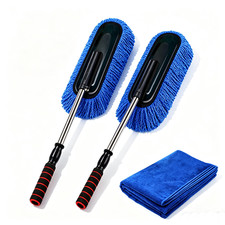 3pack Car Cleaning Duster Microfiber Large Home Wax Treated Plastic Handle Brush