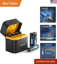 Eco-Friendly 1.5V Rechargeable Lithium AA Batteries with Stylish Charger Box